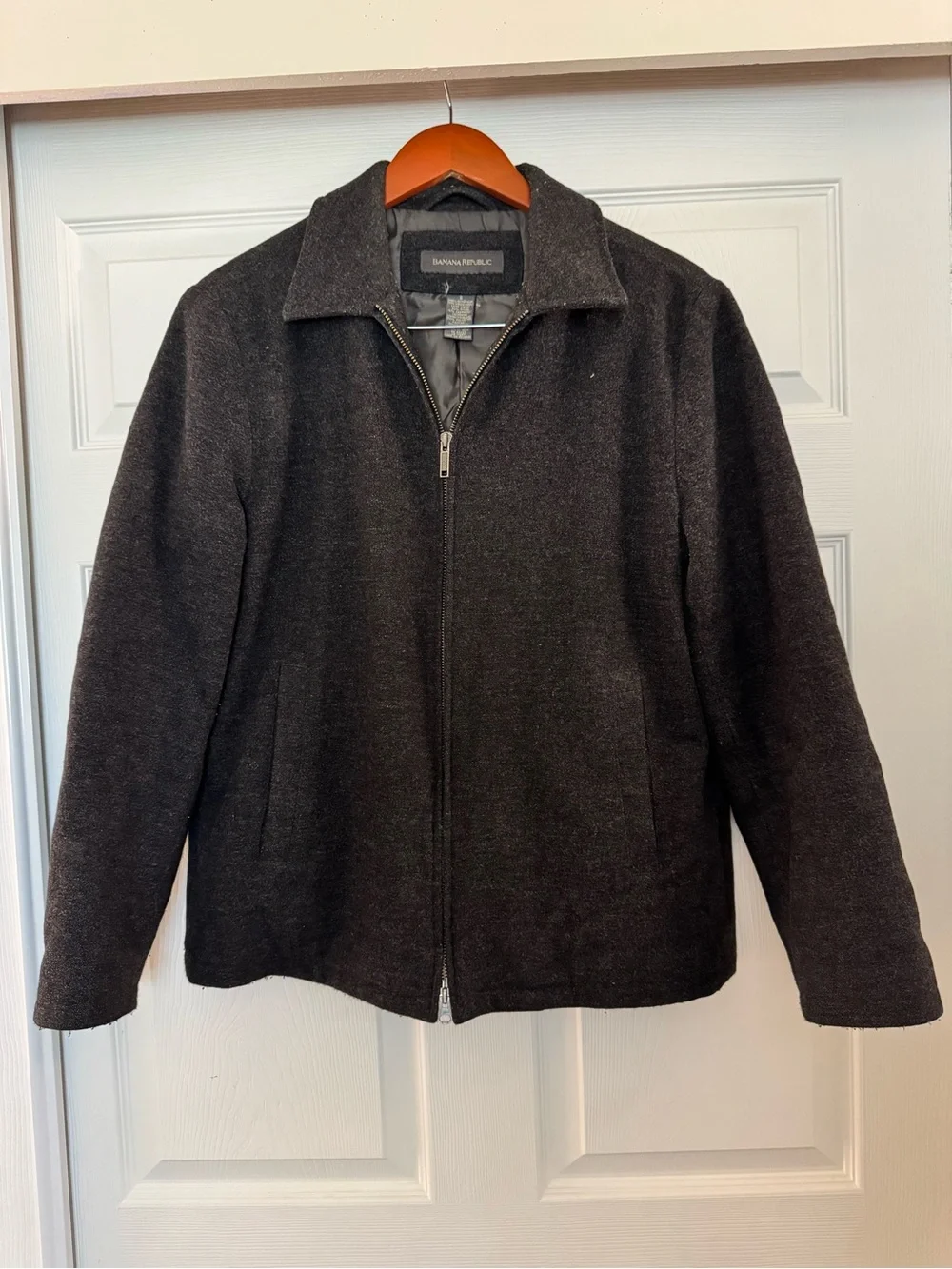 Banana Republic Men’s Wool Cashmere Blend Zip Jacket Charcoal Gray Size Small
